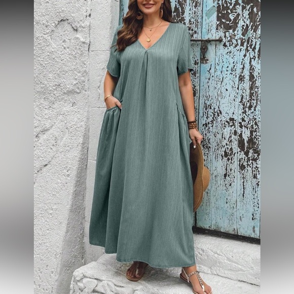 Elegant Dusty Green Maxi Dress